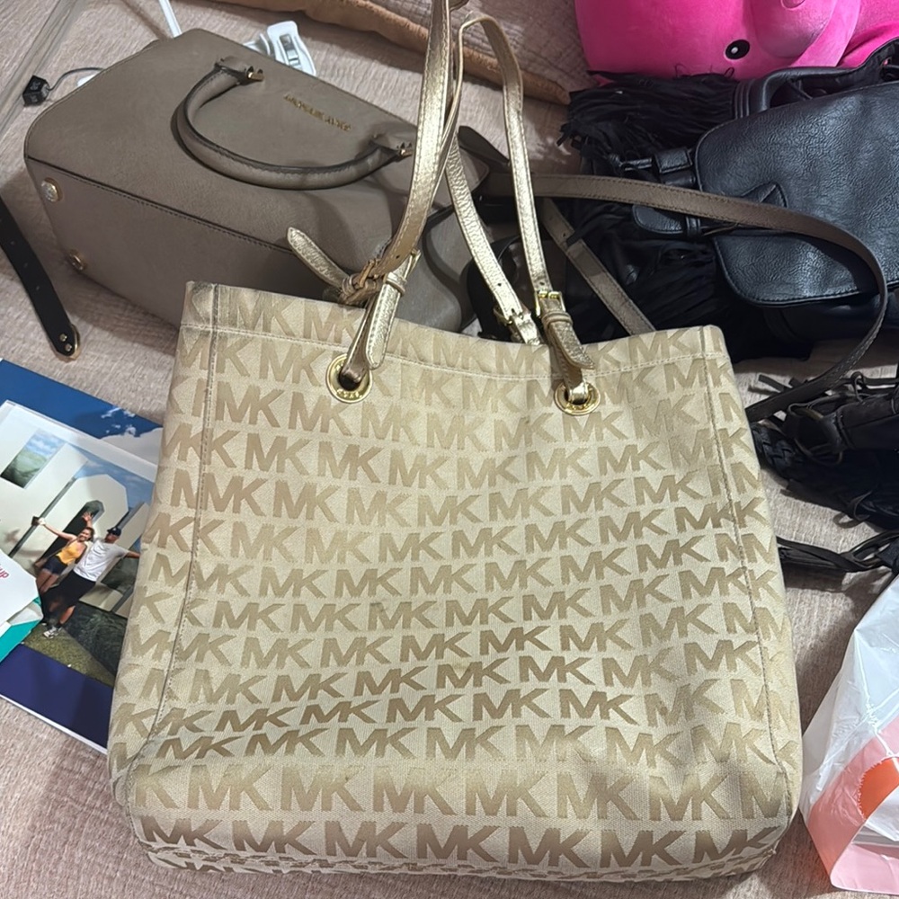 Michael Kors Tan Tote Bag with Signature Design